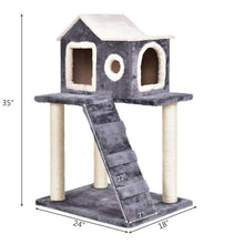 Load image into Gallery viewer, 36&quot; Dark gray modern cat tree in castle shape 🏰😻🏰 - PupiPlace