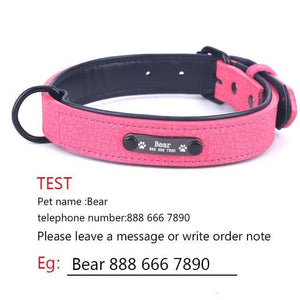 Soft Leather Dog Collars customized by dog name and phone number 🐶🦮🐩🐕‍🦺🐾 - PupiPlace
