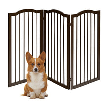 Cargar imagen en el visor de la galería, 36.5’’ Wooden dog gate for doorway in 3 panels for tiny dog breeds 🐶🐾🙈🚪 - PupiPlace