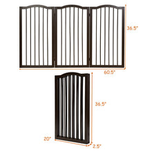 Charger l&#39;image dans la galerie, 36.5’’ Wooden dog gate for doorway in 3 panels for tiny dog breeds 🐶🐾🙈🚪 - PupiPlace