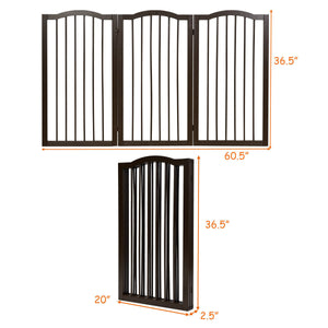 36.5’’ Wooden dog gate for doorway in 3 panels for tiny dog breeds 🐶🐾🙈🚪 - PupiPlace